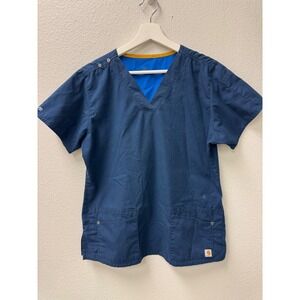 Carhartt Force Blue Scrub Top V-Neck Short Sleeve‎ Women's Medical Apparel